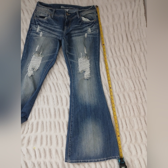 Blue Asphalt Flare Blue Jeans Distressed - Picture 9 of 10